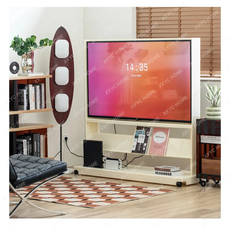 XXTV mobile bracket small apartment living room modern floor storage TV cabinet with wheels