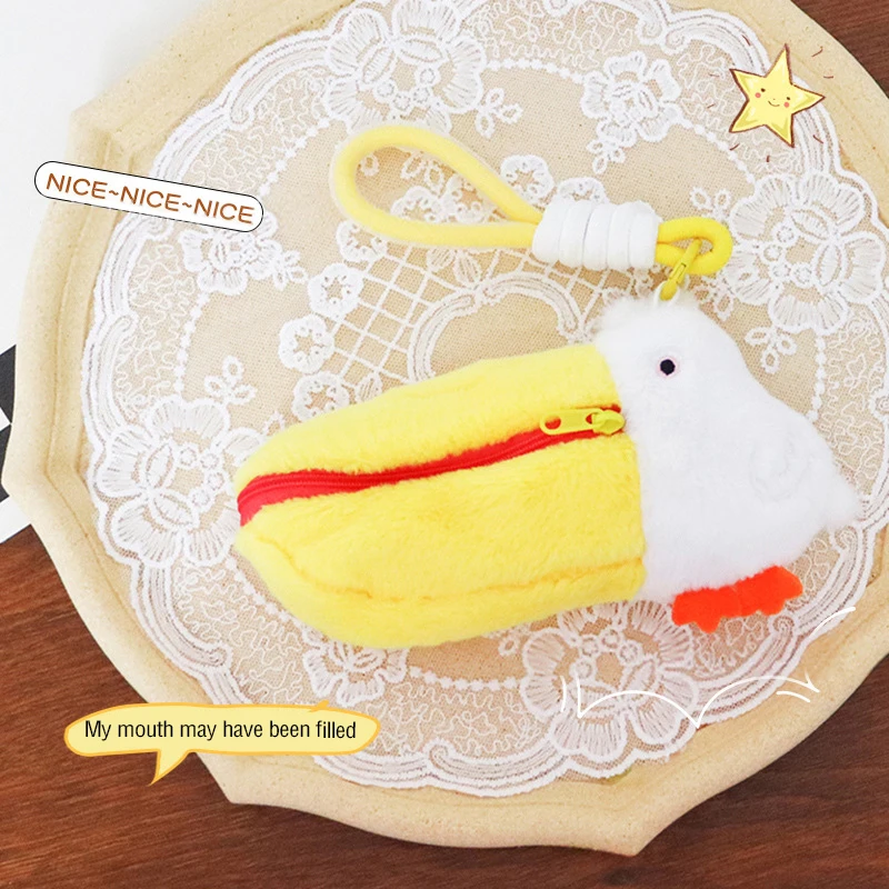 1Pc Cartoon Cute Pelican Pencil Cases Plush Makeup Bag Stationery Storage Bag Zero Wallet Cartoon Pencil Pouch School Supplies