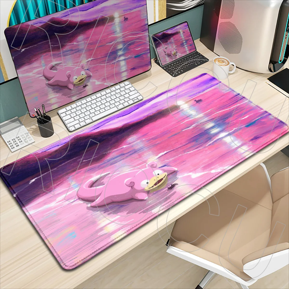 HD Print XXL Large Cute Pokemon Slowpoke Mouse Pad Non-slip Rubber Expand Desk Mat Office Lovely Anime Lock Edge Gaming Carpet