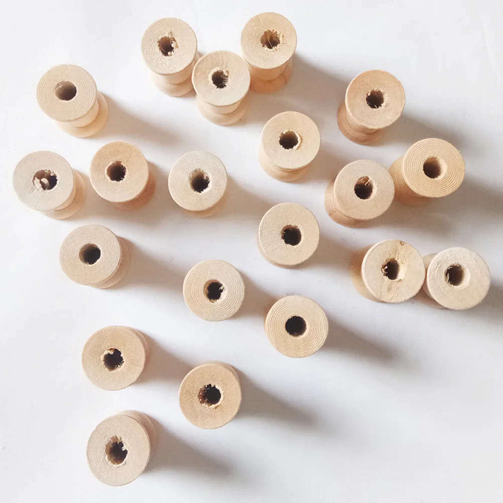 

20Pcs Wood Spools Craft Bobbins Empty Thread Reels for Sewing Decoration Stringing Sorting Activities DIY Home Furnishings