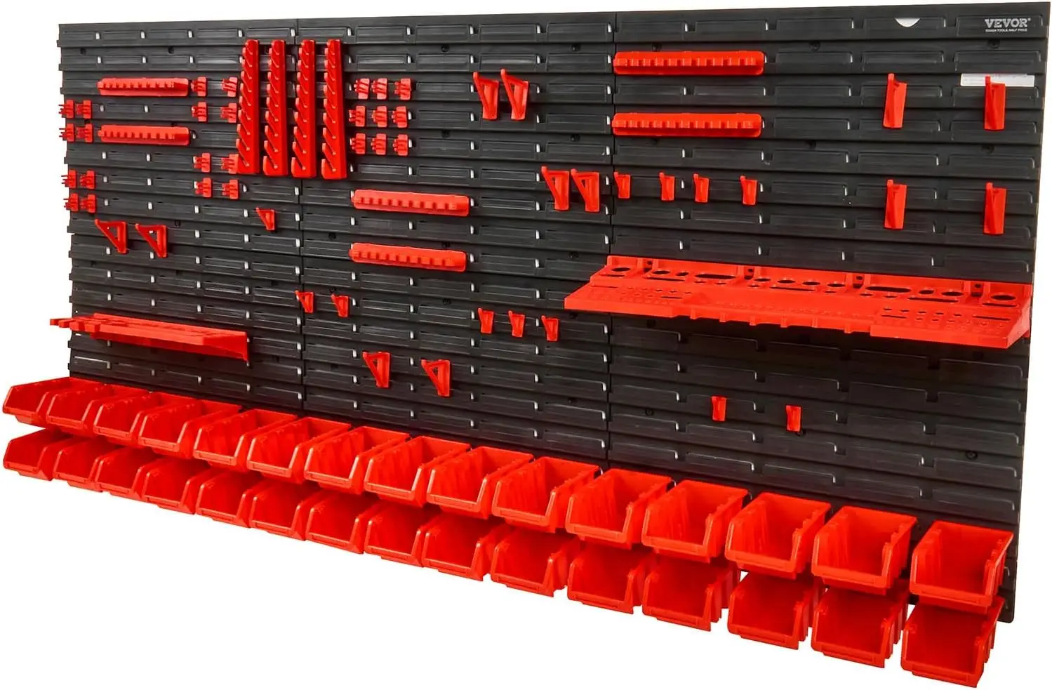 

Wall Mounted Storage Rack System, 30-Bin Parts Rack Organizer with Wall Panels/Tool Holders/Hooks