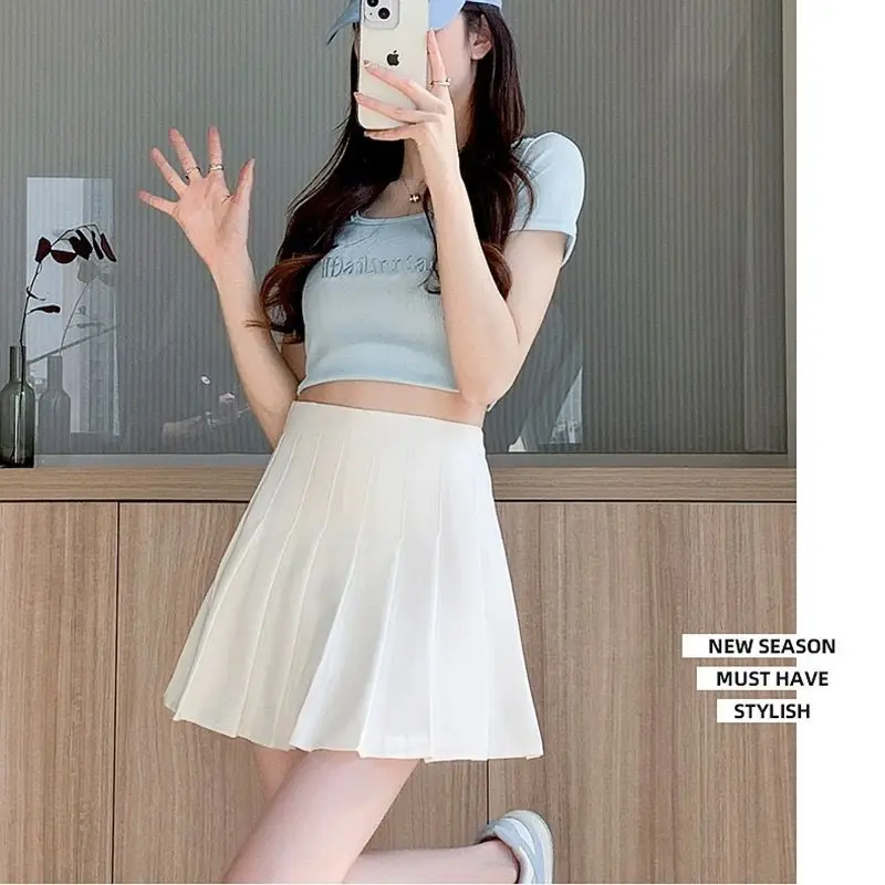 New pleated skirt for 2026 Womens Mini Skirts Japanese School High Waist Kawaii Cute grey Plaid Skirt Uniform Harajuku Jupe