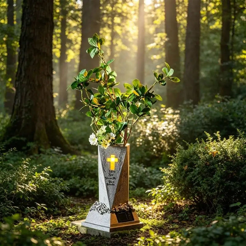 Sun brightened Memorial Vase For Outdoor Burial With Reliable Battery 3XUF