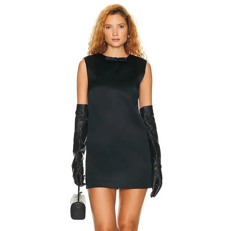 Letnia sukienka 2025, nowa, seksowna, modna, z okrągłym dekoltem, odkrytymi plecami, patchworkowa, bez rękawów, krótka.