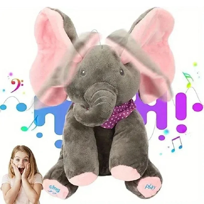 Animated Elephant Toys Plush Singing Elephant with Ears Moving Electric Plush Toy Cute Elephant Stuffed Animal Toy for Baby Gift