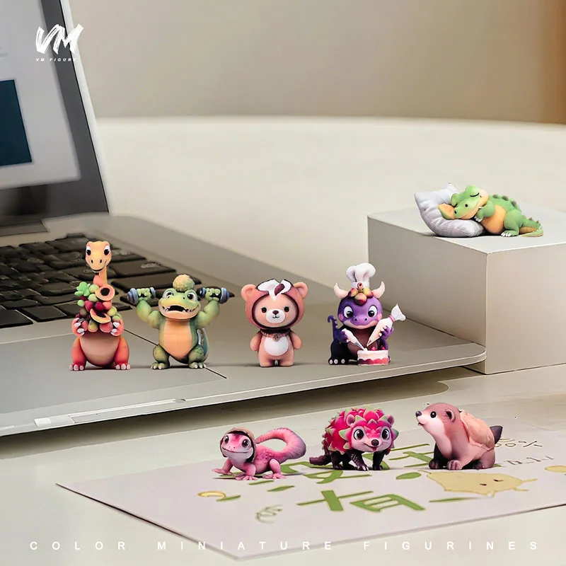 3D 프린트 미니 과일 동물 피규어 블라인드 박스 귀여운 악어 공룡 고슴도치 곰 데스크탑 자동차 장식 모니터 장식품