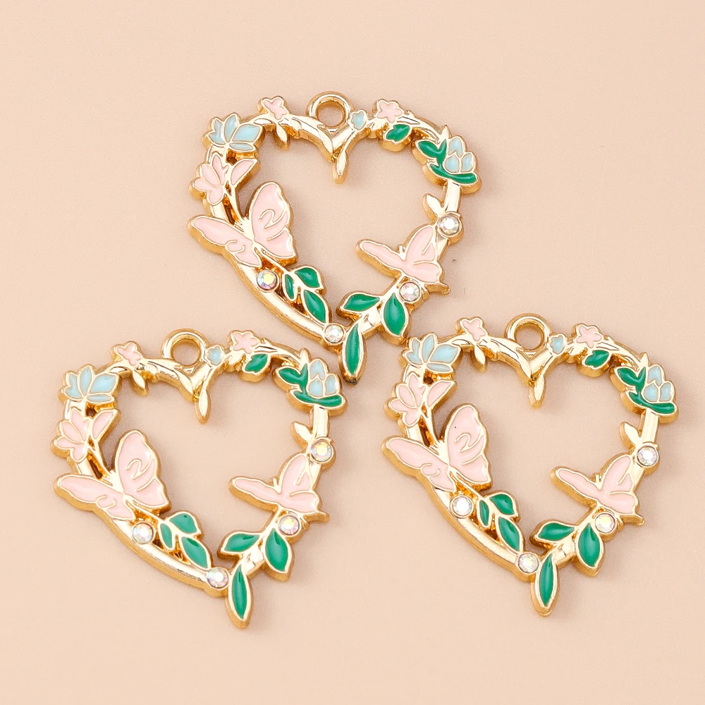 Leslie 10 stücke Neue Exquisite Blume Schmetterling Charms Emaille Schmetterling Anhänger Für Frauen DIY Halskette Ohrringe Schmuck Geschenke – Detail 5