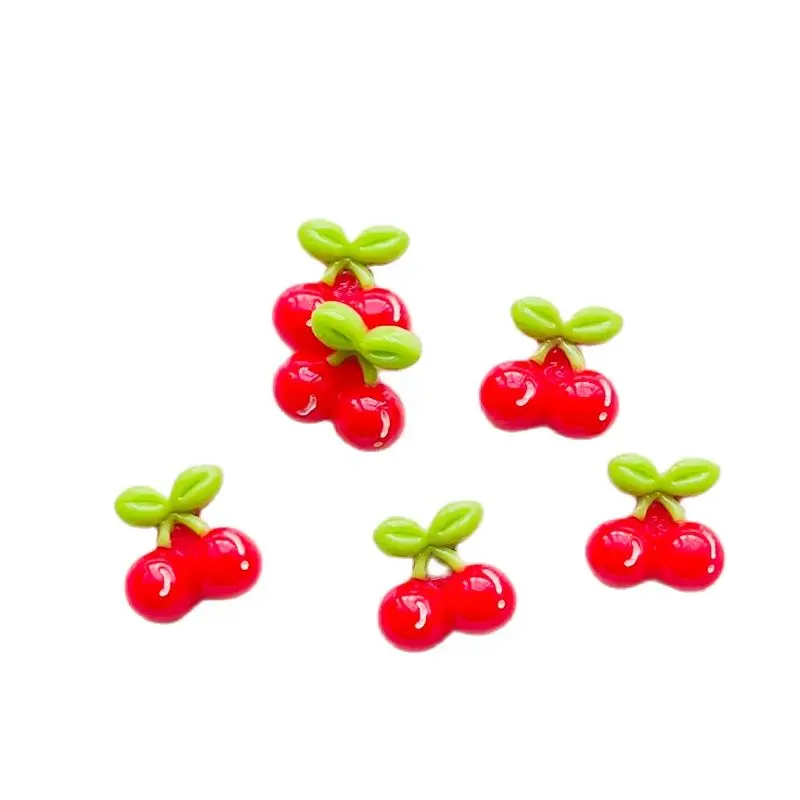 20 Pcs New Cute Resin Mini Cartoon Red Cherry Flat Back Stone Figurines Scrapbook DIY Jewelry Manicure Hairpin Accessories