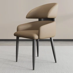 New Leather Dining chairs Luxury hotel Restaurant Soft backrest chair INS designer Armchairs Nordic living room chair Furniture