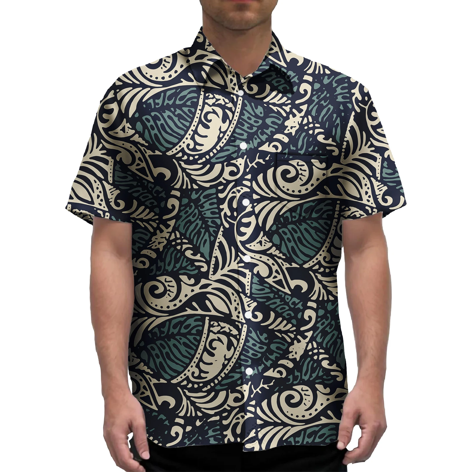 Hot Selling Polynesian Elei Tribal  Beach Party Wedding Casual Fashion Man Shirt Plus Size Men's Shirts