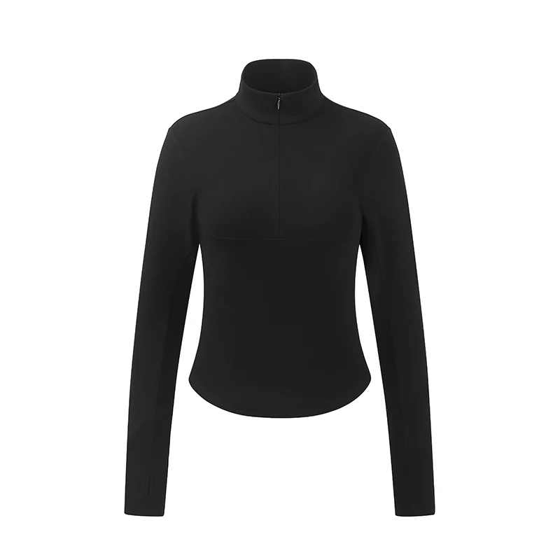 Women Half Zip Stand Collar Long Sleeve T-shirts Slim Fit Sports Yoga Top Autumn Winter Thermal Top Workout Fitness Shirts