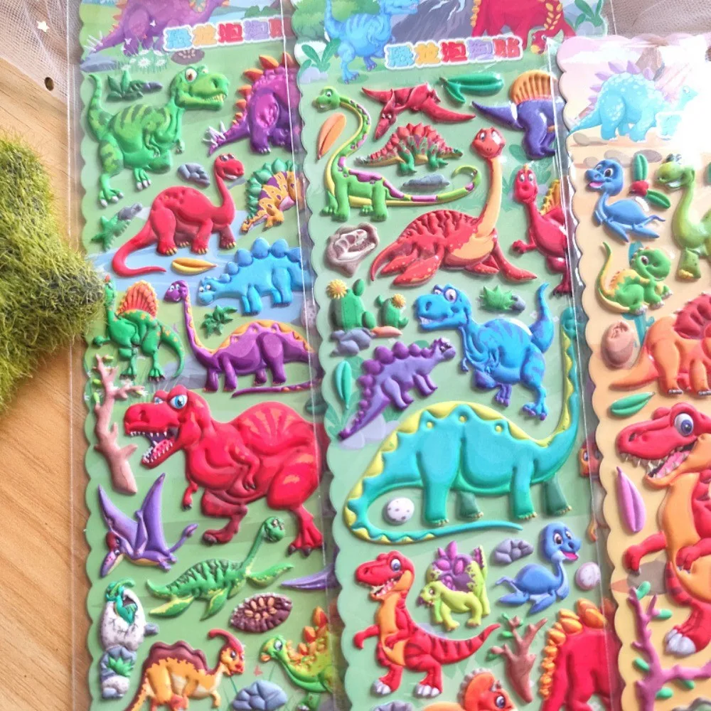 4 قطع من ملصقات حديقة الديناصورات الجوراسية للأولاد الكرتونية للأطفال، ملصقات إسفنجية EVA قابلة لإعادة الاستخدام مع تصميمات متعددة مثالية للكمبيوتر المحمول
