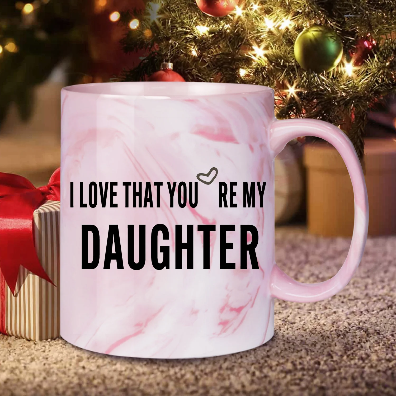 

1 шт., я люблю тебя, моя дочь, подарок для дочери, День матери, Рождество, искусственная керамическая кофейная чашка, 11 унций (розовый мрамор)