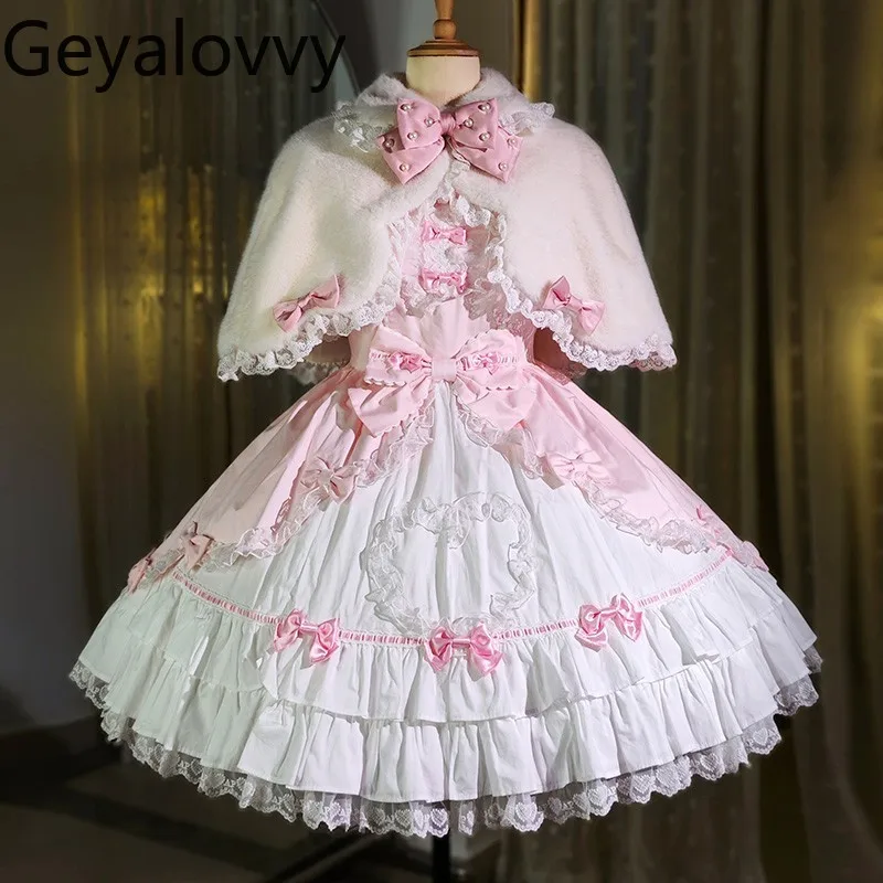 ผ้าคลุมไหล่ลูกไม้สไตล์โลลิต้า น่ารัก สำหรับผู้หญิง ใช้ได้ทุกวัน ฤดูใบไม้ร่วง ฤดูหนาว สไตล์หวาน ผ้าคลุมไหล่สั้น เสื้อคลุมแบบพอนโช