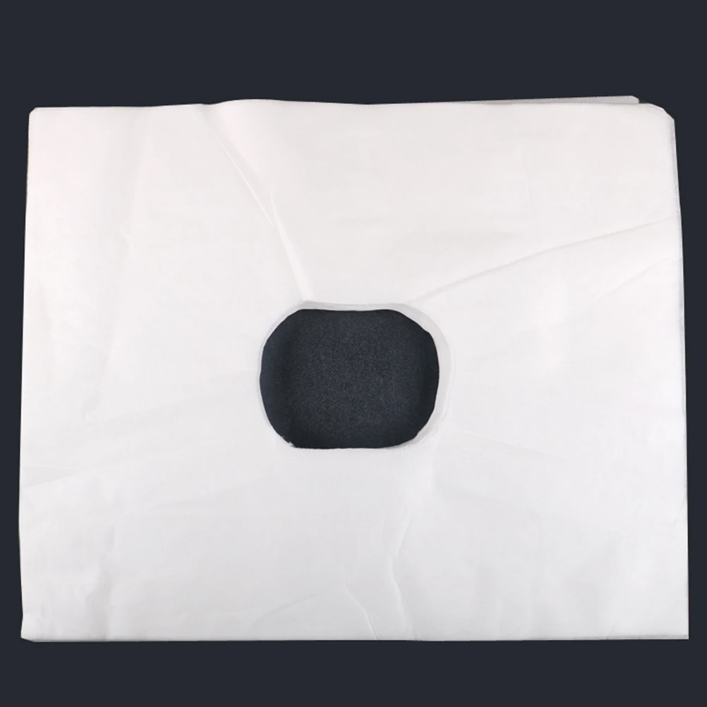 

200Pcs Face Massage Cover Hole Design Disposable Non-Woven Fabric Comfortable Breathable Massage Table Pad for Salon and Home
