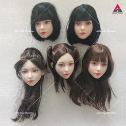 In Stock 1/6 Anime Girl Head Sculpt Movable Eyes Hair Transplant Carving Model Fit 12'' Soldier Pale Action Figure Body Dolls