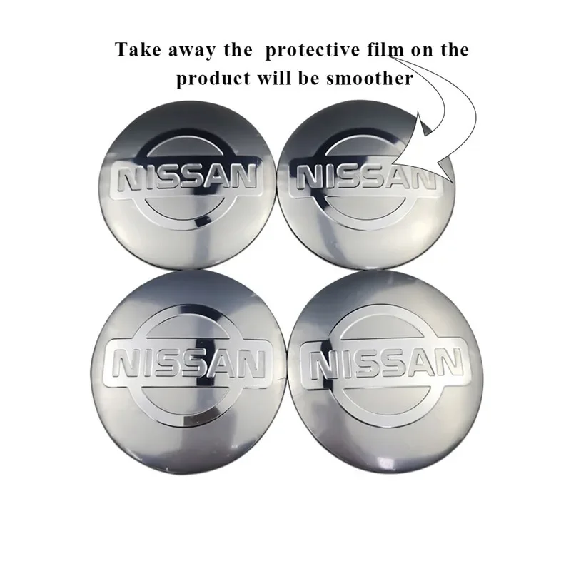 4pcs 60mm 65mm Car Wheel Hub Center Sticker for Nissan Qashqai J10 Leaf Juke Patrol Micra X Trail Tiida Navara Nismo Note Teana