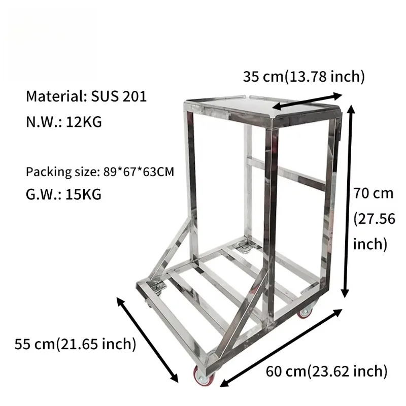 Portable stainless steel 201 handcart with rotating wheels and handle