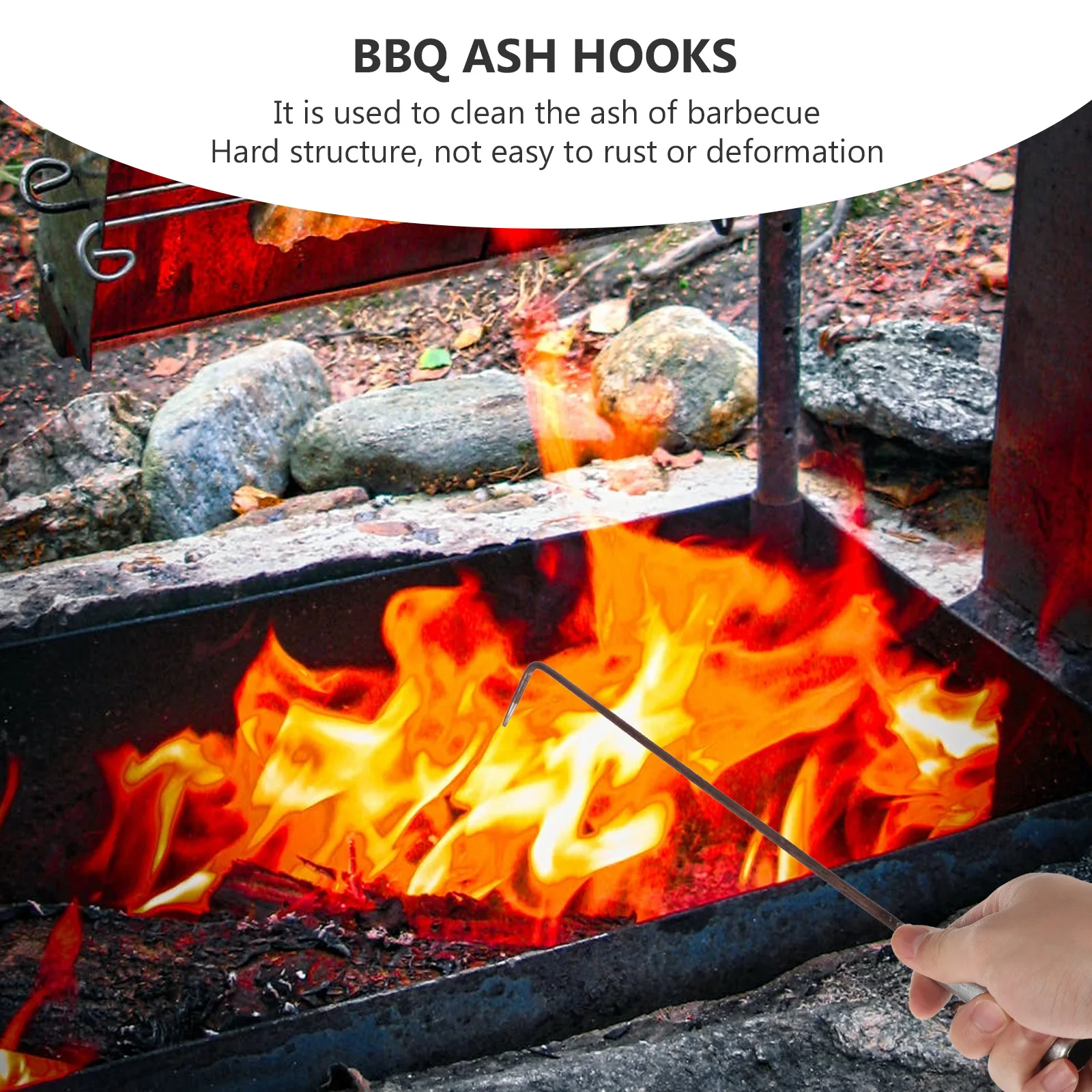 

4 шт., крючок для пепла для барбекю, костра для покера, инструмент для чистки длинной ручки из нержавеющей стали для камина, печи, мусорной жалюзи, дверной крючок, высокий