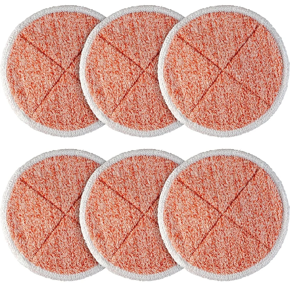 6 Pack 2124,2039A,2307,23157,20391,20399 Mop Pads Heavy Scrub Compatible with Bissell Spinwave Hard Mop Cleaners (Orange)