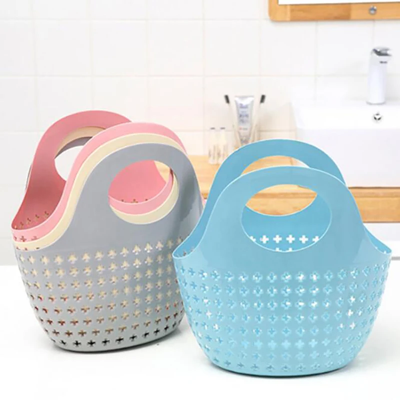 Hand-held Basket Foldable Soft Bath Storage Basket Plastic Washbasin Storage Basket New Bathroom Frame Portable Shower Container