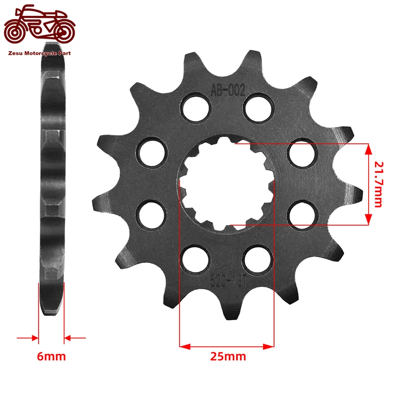 520-13T 13 Tooth Motorcycle 20CrMnTi Front Sprocket Silent Sprocket For YAMAHA YZ450 07-14 YZ450 1SL 15-23 YZ450F Monster 21-23