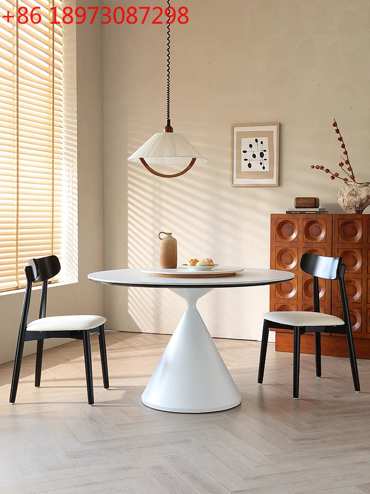 

Обеденный стол из каменной плиты с полной поддержкой, круглый стол, круглый стол из чистого белого песочного часов