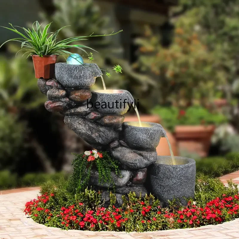 

ss newArtificial Mountain and Fountain Waterscape Fish Pond Hallway Garden Courtyard Crystal Ball Landscape Decoration