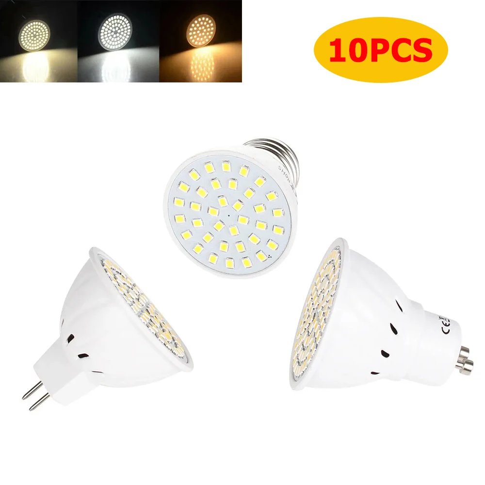 

10pcs/set GU10 MR16 E27 LED Spotlight 4W 6W 8W 2835SMD LED Light Bulb Warm Cool Neutral White LED Lamp for Home 12-24V 110V 220V