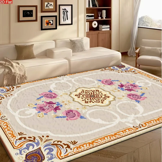 Carpet Flooring European Classic Floral Medallion Ornate Border Pattern Household Indoor Floor Rug