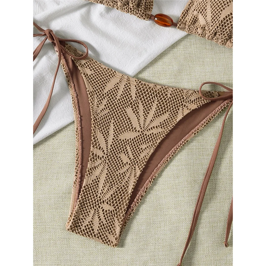 XS - L Bedruckter Neckholder-Zweiteiler-Bikini, Damen-Bikini, Badeanzug, Damen-Badebekleidung, hoch geschnittener Badeanzug, Badebekleidung, Schwimmanzug V7590 – Detail 6