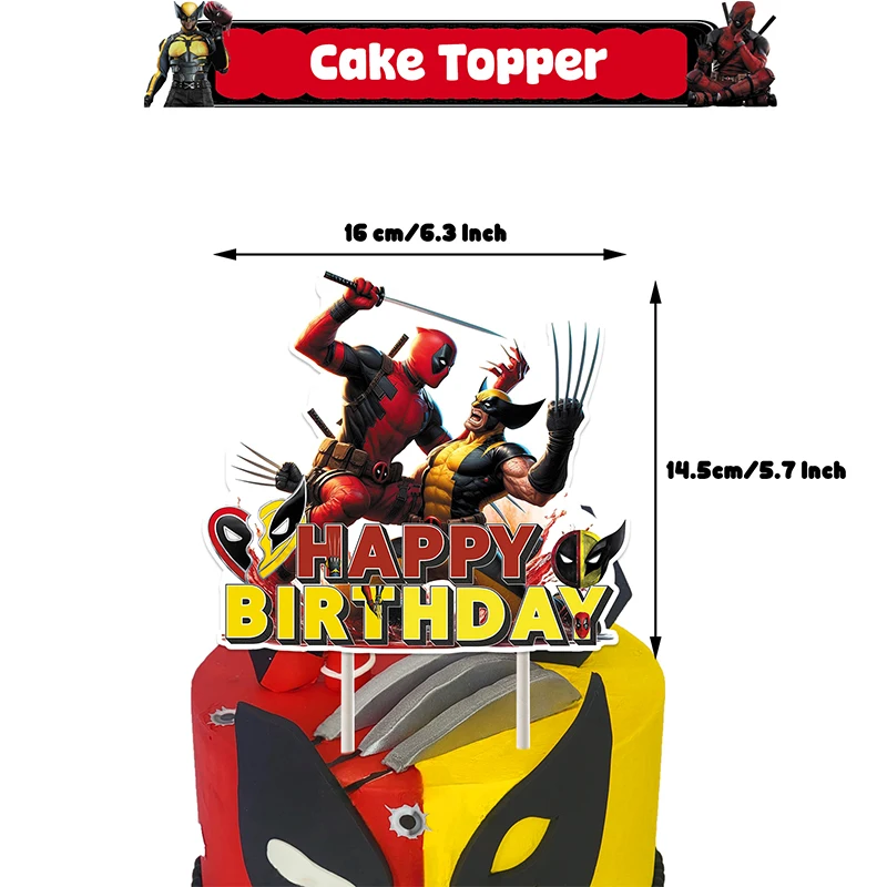 New Movie Deadpool 3 Theme Party Supplies Anime Action Figures Periphery Deadpool & Wolverine Birthday Party Decorations Banner