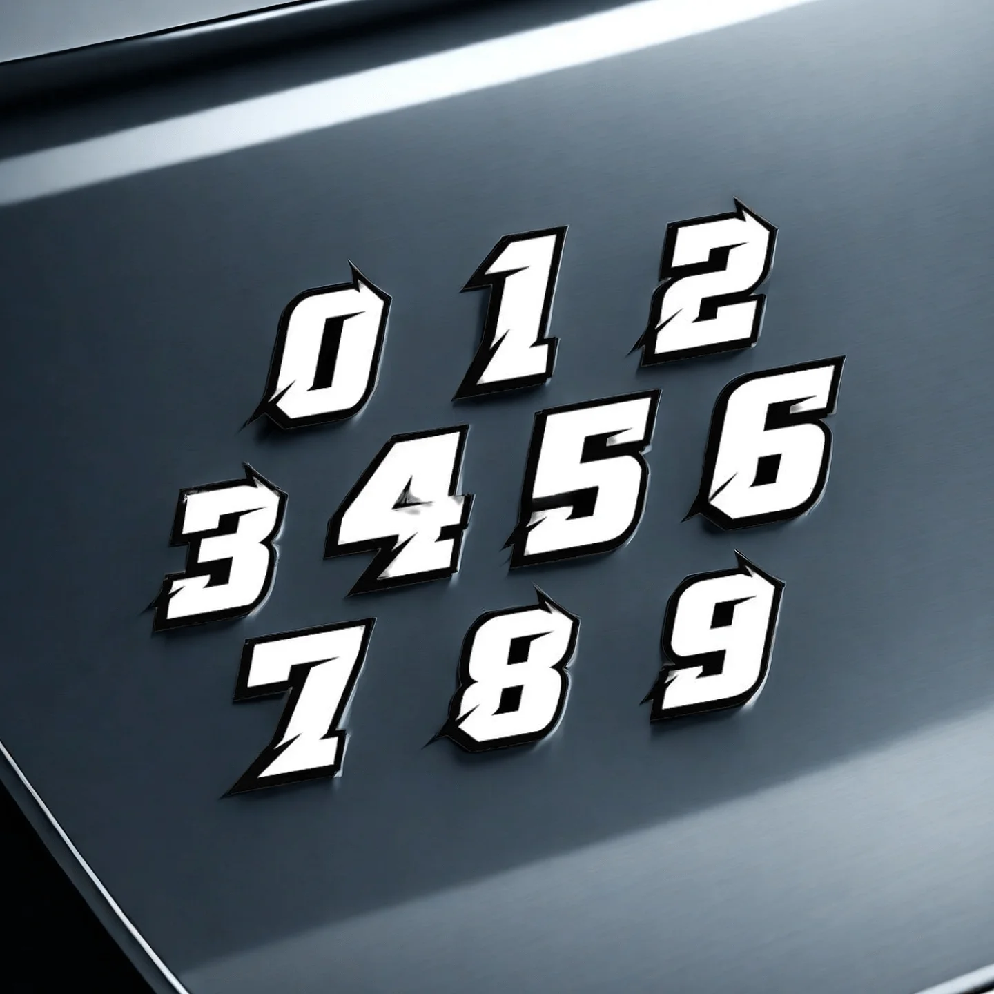 Racing Style Number Stickers 0-9 Digit Decal Vinyl Custom Graphics for Motorcycle Helmet Car