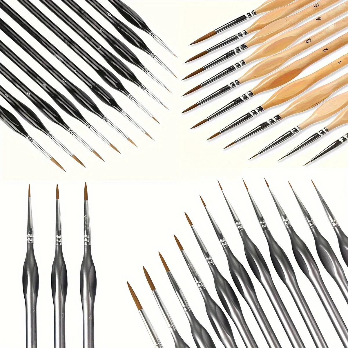 11 Pieces of Fine Detail Brush Set, Durable Miniature Oil Painting Brushes, Miniature Oil Painting Brushes for Line Drawing