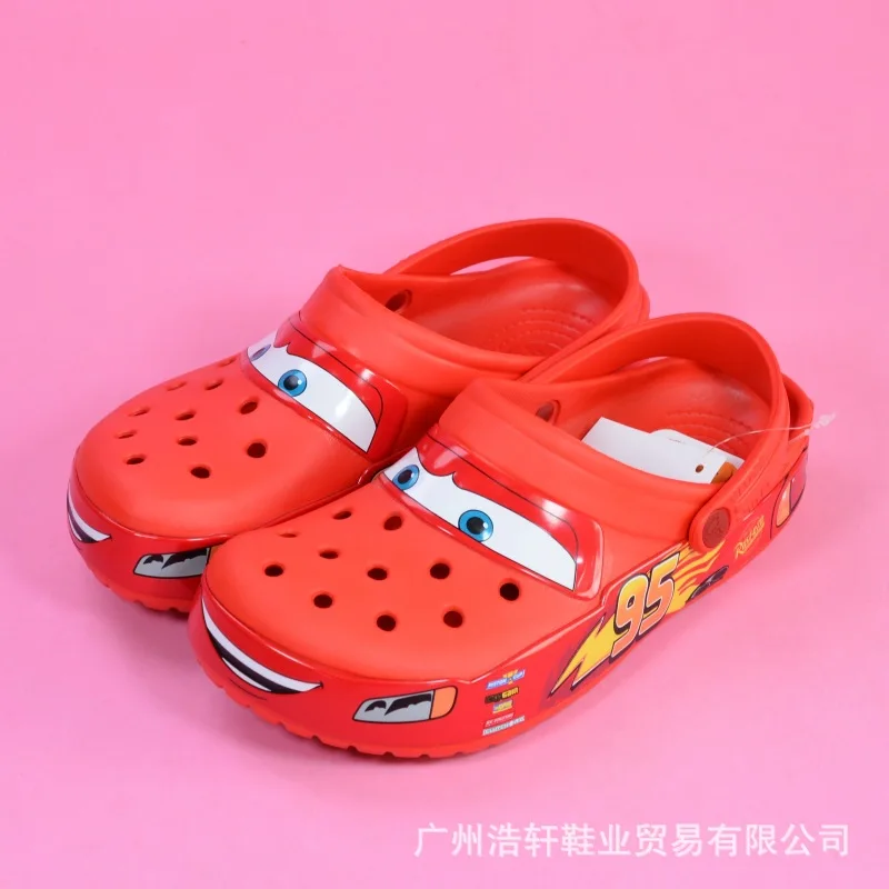 Aoger Disney Lightning Mcqueen Pixar Cartoon Solid Waterproof Slippers Outdoor Beach Shoes Sandals Casual Ankle-Wrap Eva Gift