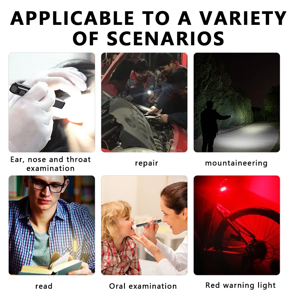 Portable COB Pen Light USB Rechargeable Medical Inspection Work Light 6 Modes Outdoor Camping Waterproof Magnetic Emergency Lamp