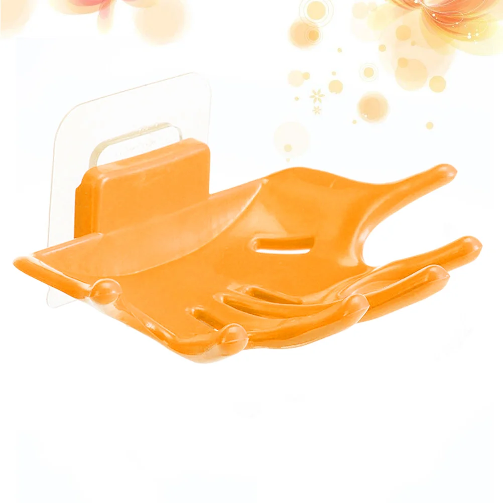 

1pc Soap Box Hand Shaped Orange Two Layer Drain Design For Bathroom Kitchen Shower Bathtub Countertop Soap Holder Container Dish