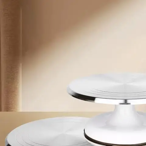 

Cake Turntable Revolving Cake Stand Aluminum Alloy 10/12 Inch Silent Bearing Rounded Edges For Home For Cake Decorating Supplies