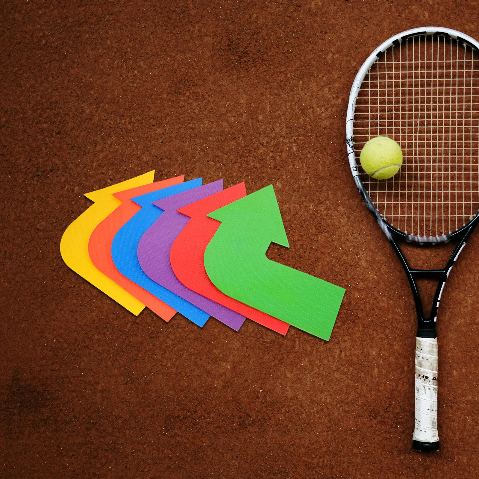 6Pcs Training Markers Sport Disc Court Line Boundary Arrows for Indoor Outdoor Pickleball Tennis Volleyball Badminton
