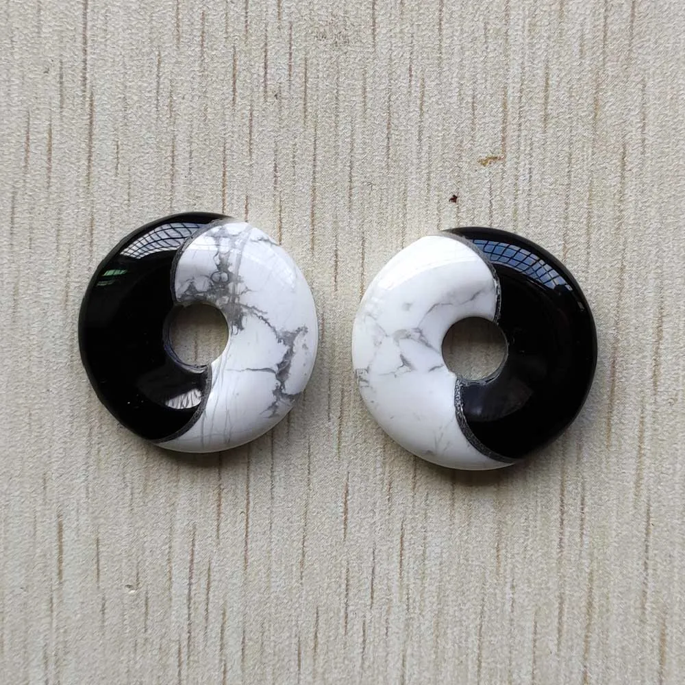 New trendy Good quality Natural stone Tai Chi Yin Yang circle donut pendants for jewelry making 6pcs/lot wholesale free shipping