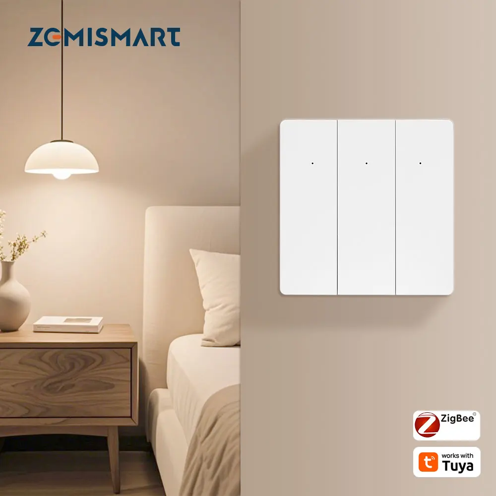 Zemismart Zigbee No Neutral Switch Physical Push Interruptor Smart Wall Switches Work with Tuya Magnetic Latching Relay 220V