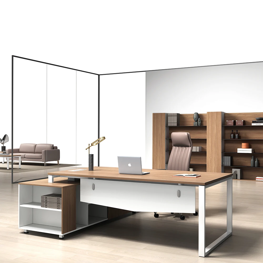 Hot Sale Modern l Shaped Executive Working Furnitures Computer Wooden boss Manager Office Director Chair Table Desk with Drawer