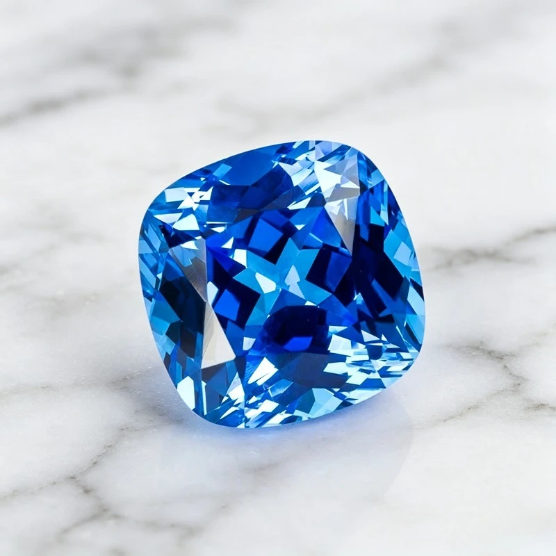 Hochwertiger Labor-gezüchteter Kobalt-Spinel im Kissenschliff, Blaue Farbe, Edelstein-Anhänger für DIY-Ringe, Halsketten und Ohrringe, Wählbares Zertifikat – Detail 4