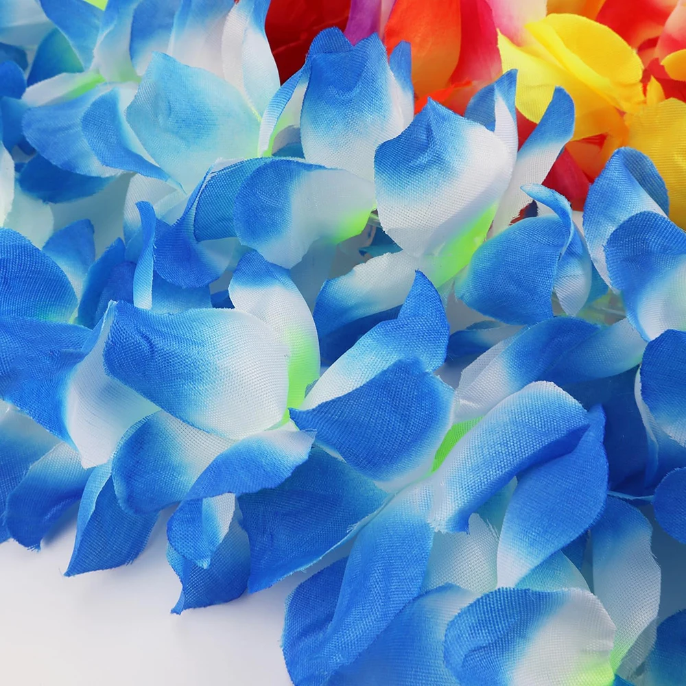 1/2/4pcs Blue Hawaiian Leis Colorful Tropical Hawaiian Flower Necklace Decorations Hula Dance Luau Party Summer Beach Pool Decor view 5