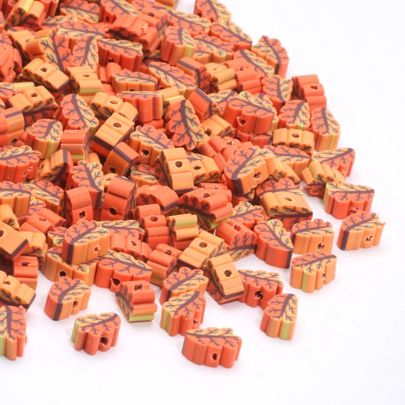 Polymer Clay Beads 7x11MM Orange Double Row Color Tree Branch Shaped Beads For Jewelry Making Handmade Bracelets Necklace Craft