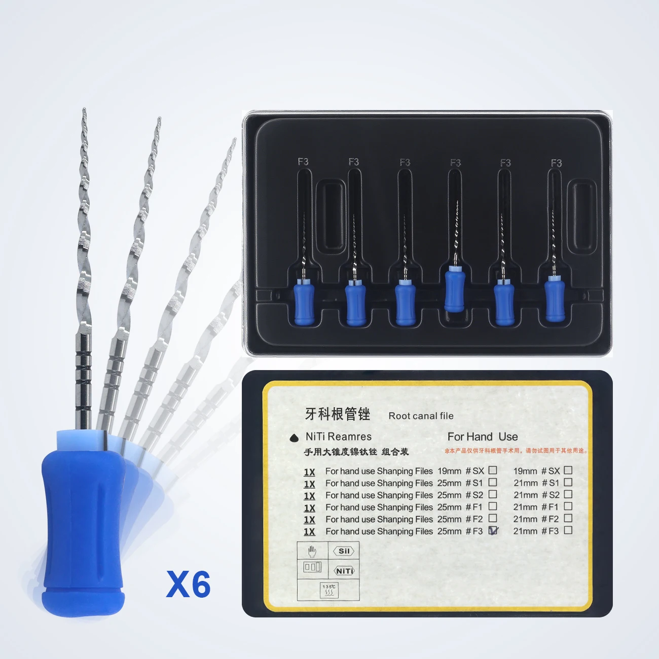 TJDent 1Box Dental Hand Verwenden NITI Reamres Dateien Pro Super Rotary Datei 21mm/25mm SX-F3 Zahnmedizin Wurzelkanal Dateien Gestaltung Werkzeuge