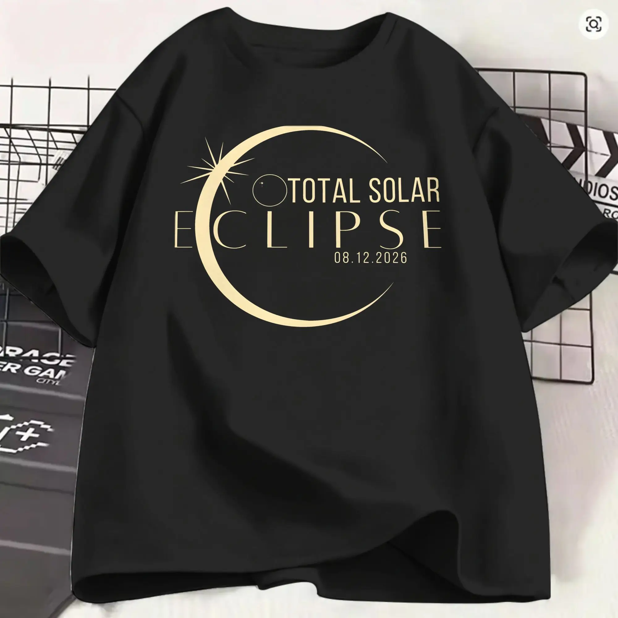 Iceland Total Solar Eclipse August 2026  T Shirt Men Cotton Fashion T-Shirt Crew Neck  Tee Shirt Short Sleeve Tops Adult