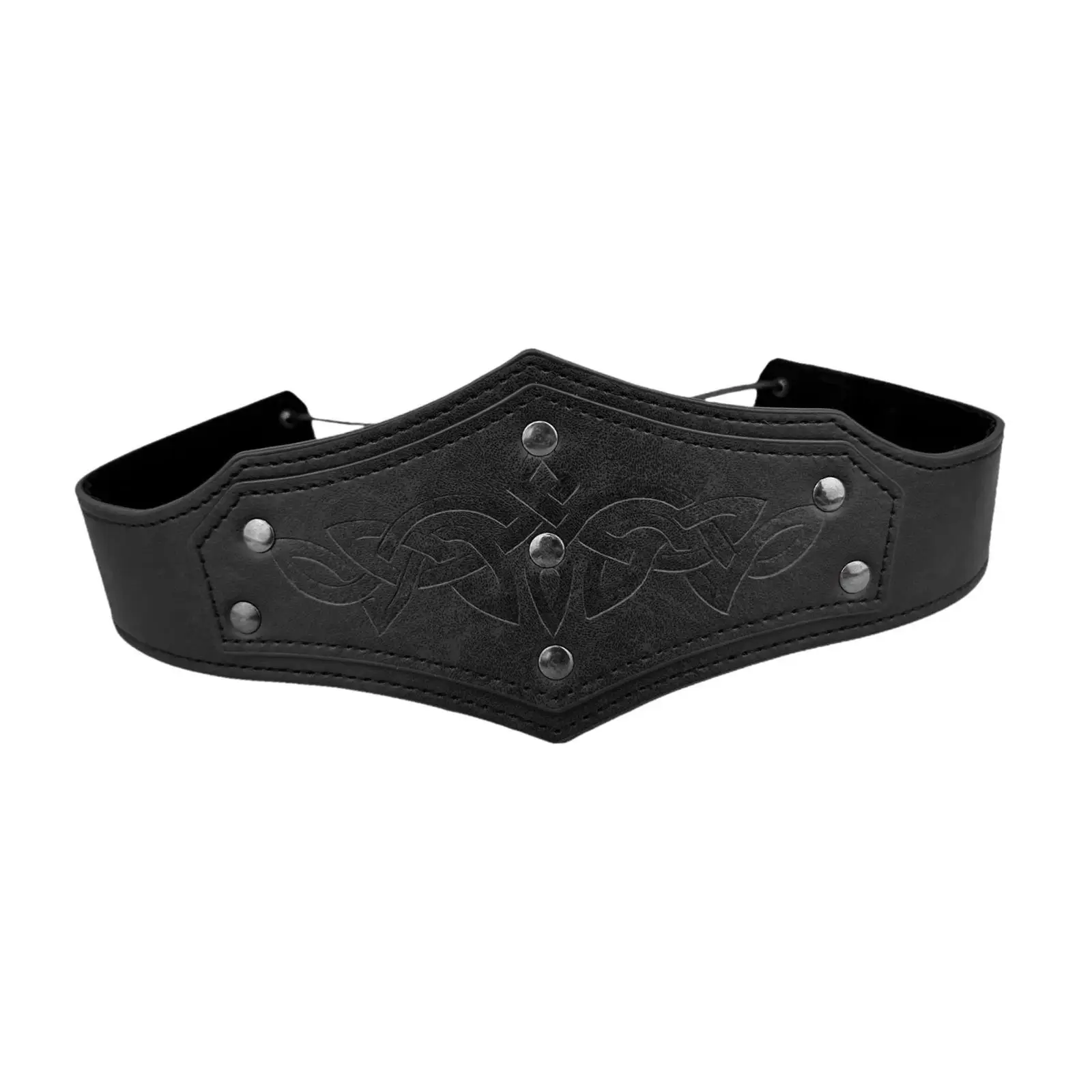 Adjustable Medieval Headpiece PU Leather for Men Women Knight Costume Headband Renaissance Faire Accessory for Halloween Party