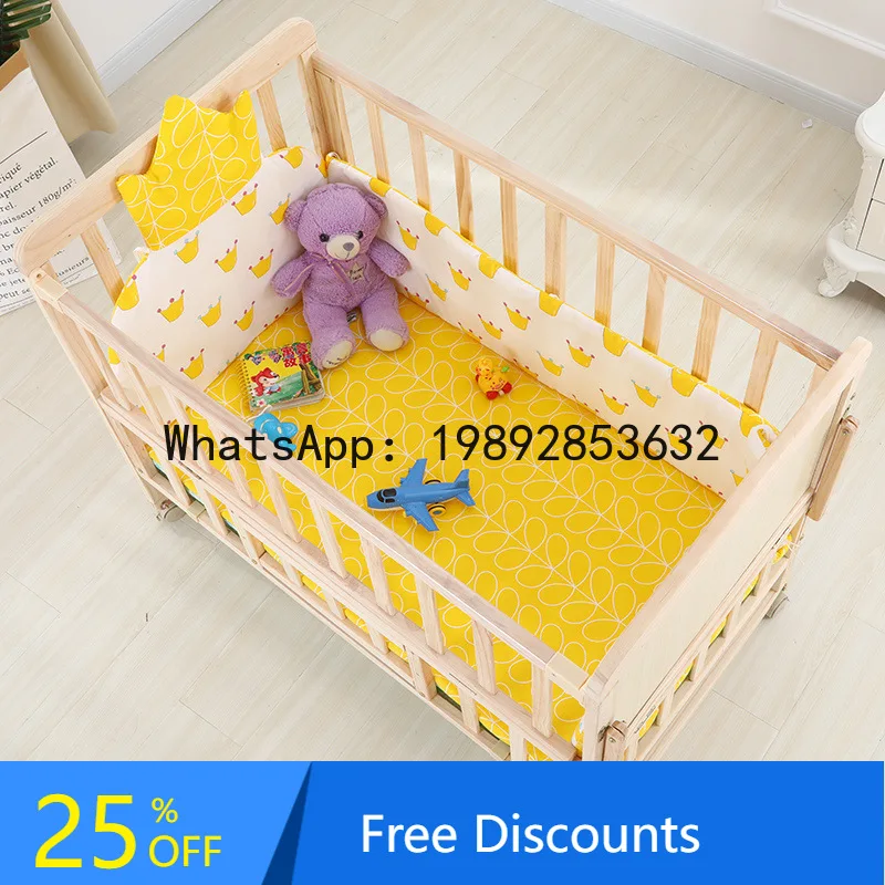 

Solid Wood Baby Bed Newborn Cradle Bed Can Be Spliced Changeable Desk Baby Bed