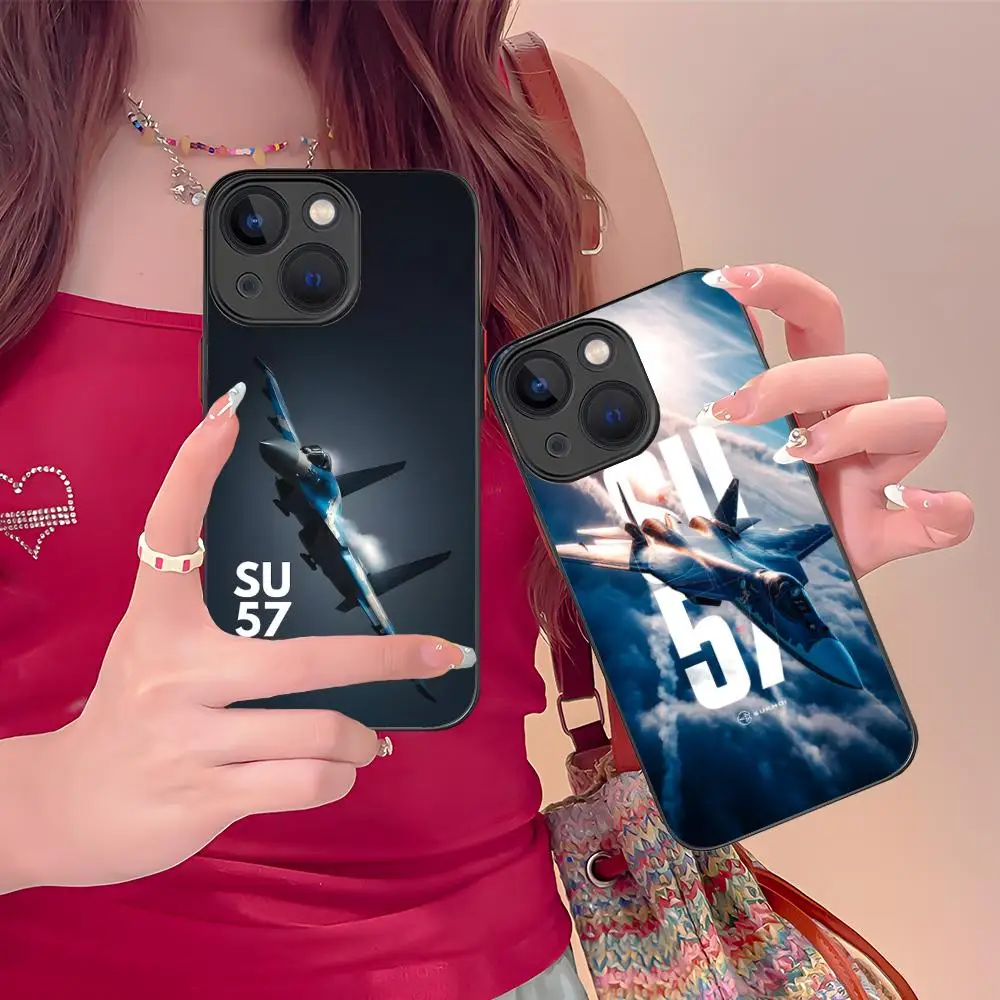 

Ftealth Fighter SU57 Silicone Mobile Phone Case for iPhone 17 16 15 14 13 12 11 X XR XS Air Pro Max Plus Mini Colorful Cover